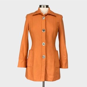 Etcetera Womens Orange Wool Blend Coat Pockets Toggle Closure Peach size 2